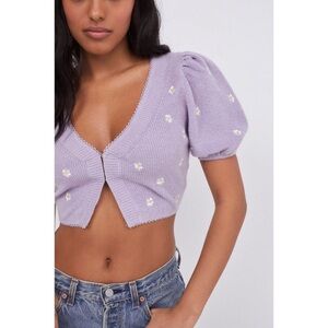 For Love & Lemons Embroidered Buds Cardigan XS